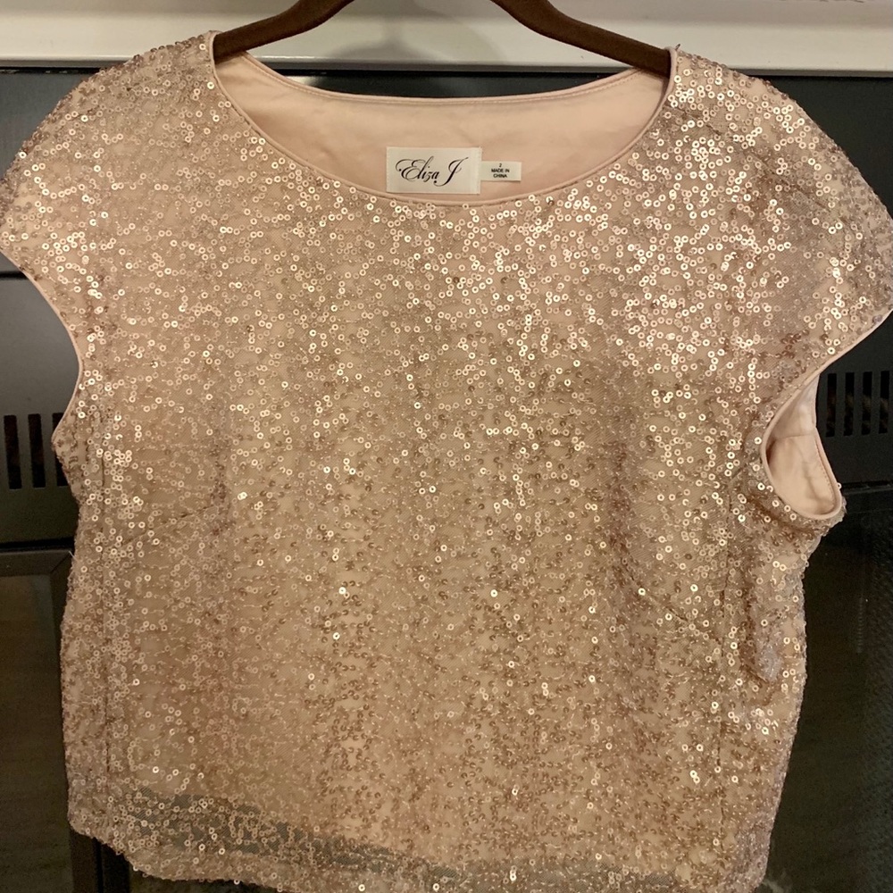 Champagne sequined top size 2